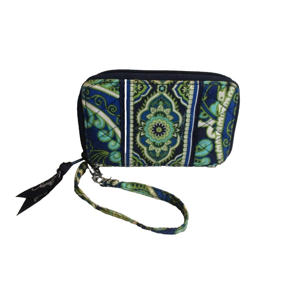*Vera Bradley Blue Teal White 'Rhythm and Blues' Wristlet Clutch Wallet